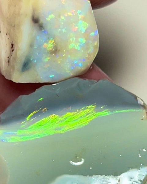 Lightning Ridge Rough / Rub Seam opal Big Sized Miners Bench® 44cts Bright M Fires 28x26x7 & 17x16x8 mm NSA013