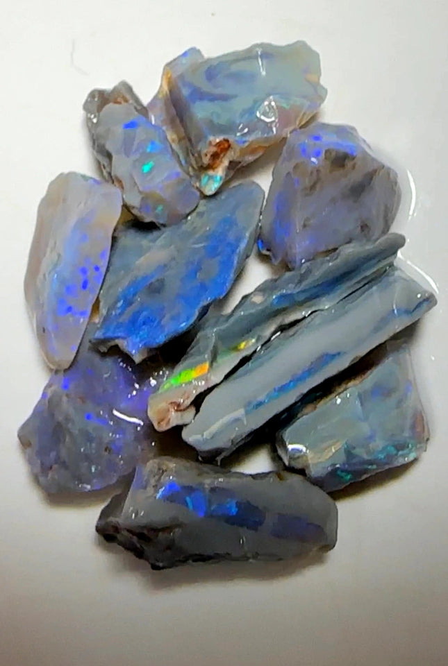 Lightning Ridge Rough Big Thick  Dark Seams Opal Parcel 70cts Lots of Potential & Cutters Lots Bright colours & bars 25x8x4mm to 15x8x4mm WAB78