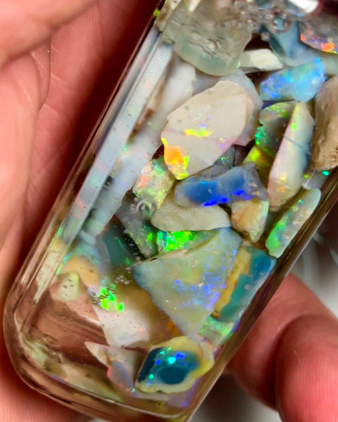 Lightning Ridge Opal Rough n Rub Parcel Dark & Crystal 105cts Full of Bright Multifires  17x8x5 to 7x6x2 mm WAE56