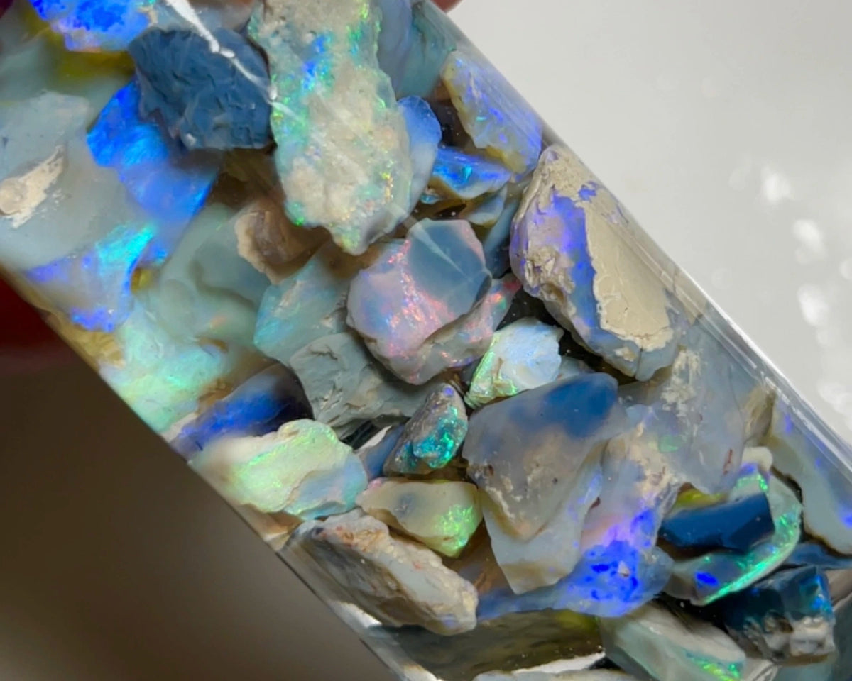 Lightning Ridge Dark Seam opal rough 115cts Lots Colours to Cut 16x14x3 to 7x4x2mm  NSW094 (jar not included)