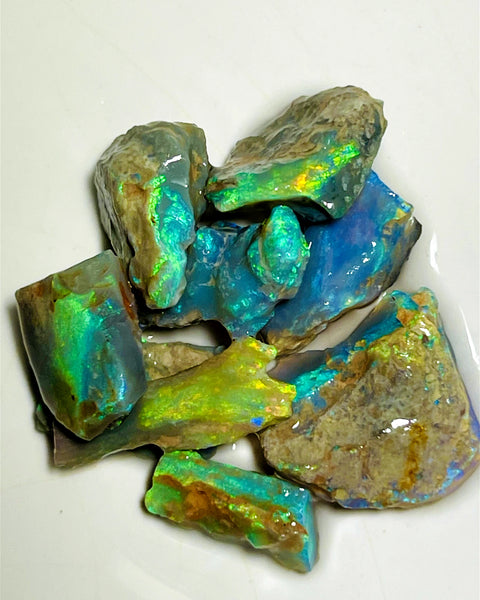 Lightning Ridge Rough Cutters Candy®  Dark & Crystal knobby & Seam Opal parcel 33cts Stunning Gorgeous Vibrant Bright Multifires & bars 16x14x3mm to 12x5x3mm  WAE38