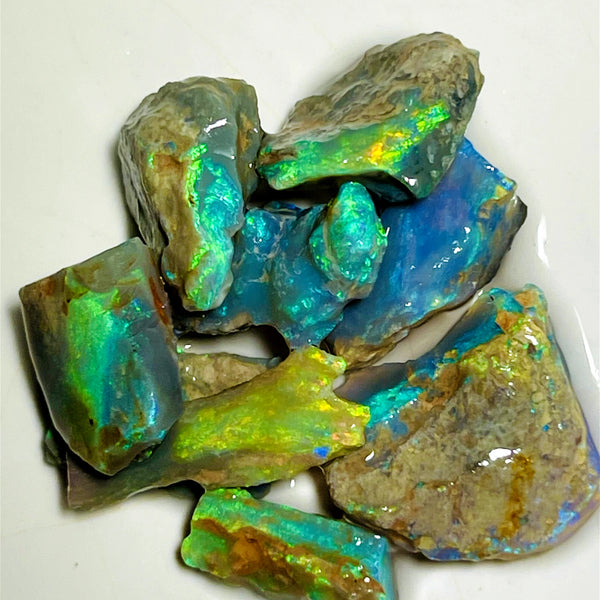 Lightning Ridge Rough Cutters Candy®  Dark & Crystal knobby & Seam Opal parcel 33cts Stunning Gorgeous Vibrant Bright Multifires & bars 16x14x3mm to 12x5x3mm  WAE38