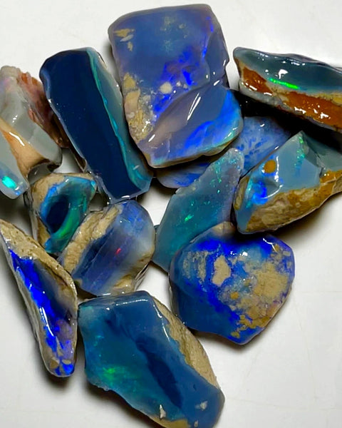 Lightning Ridge Rough nice Thick  Dark  Seams Opal Parcel 155cts Lots of Potential & Cutters Lots Bright colours & bars 23x15x7mm to 14x10x8mm WAC24