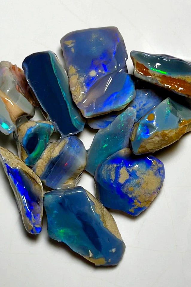 Lightning Ridge Rough nice Thick  Dark  Seams Opal Parcel 155cts Lots of Potential & Cutters Lots Bright colours & bars 23x15x7mm to 14x10x8mm WAC24