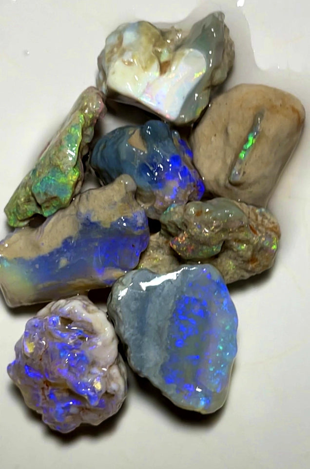 Lightning Ridge Rough Dark & Crystal Knobby & Seam Formation Opal Parcel 88cts Lots of Potential & Cutters Lots Bright colours & bars 20x15x10mm to 15x13x8mm WAC25