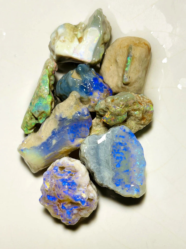 Lightning Ridge Rough Dark & Crystal Knobby & Seam Formation Opal Parcel 88cts Lots of Potential & Cutters Lots Bright colours & bars 20x15x10mm to 15x13x8mm WAC25