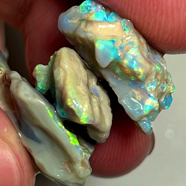 Lightning Ridge Opal Rough Dark Base Seam Stack Potential 33cts Multicolours showing in the bars 27x18x7mm to 16x14x7mm WAE31