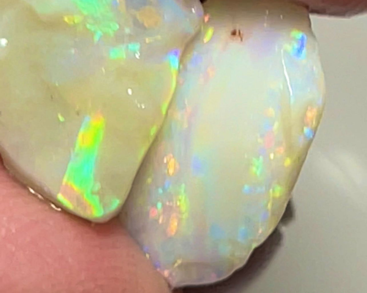 Lightning Ridge Rough Opal 6.95cts Pair Select hand picked Cutters Dark Seams Bright Multifires 15x11x4mm & 16x8x3mm NSA005